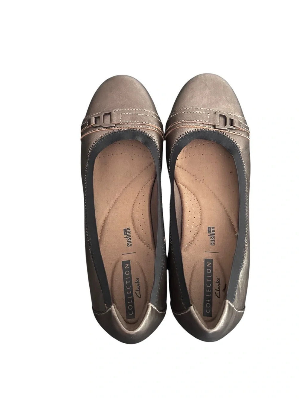 Clarks Womens Cushion Soft Collection Bronze Leather Ballet Flats Size 8.5
